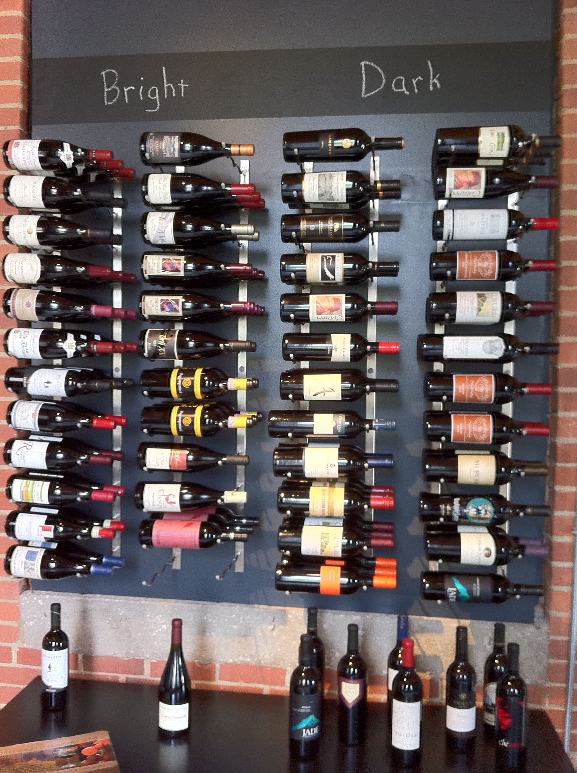 Bright and Dark wine selection wall at Vin Master